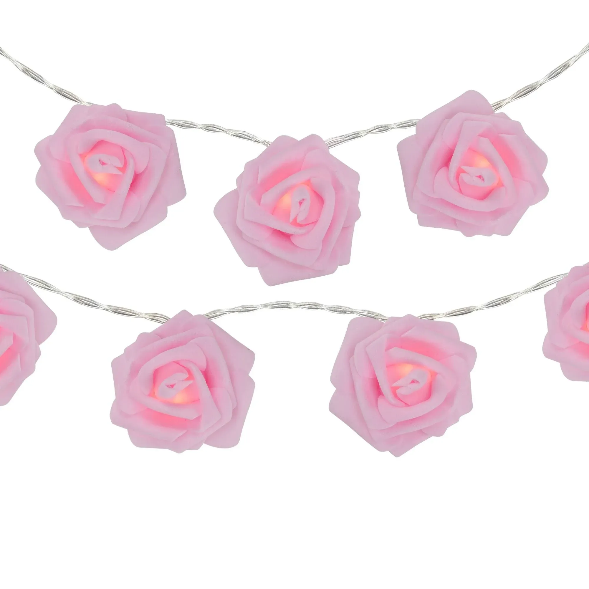 10-Count Pink Rose Flower LED String Lights 4.5ft Clear Wire - Modern - Holiday Lighting - by Northlight Seasonal | Houzz