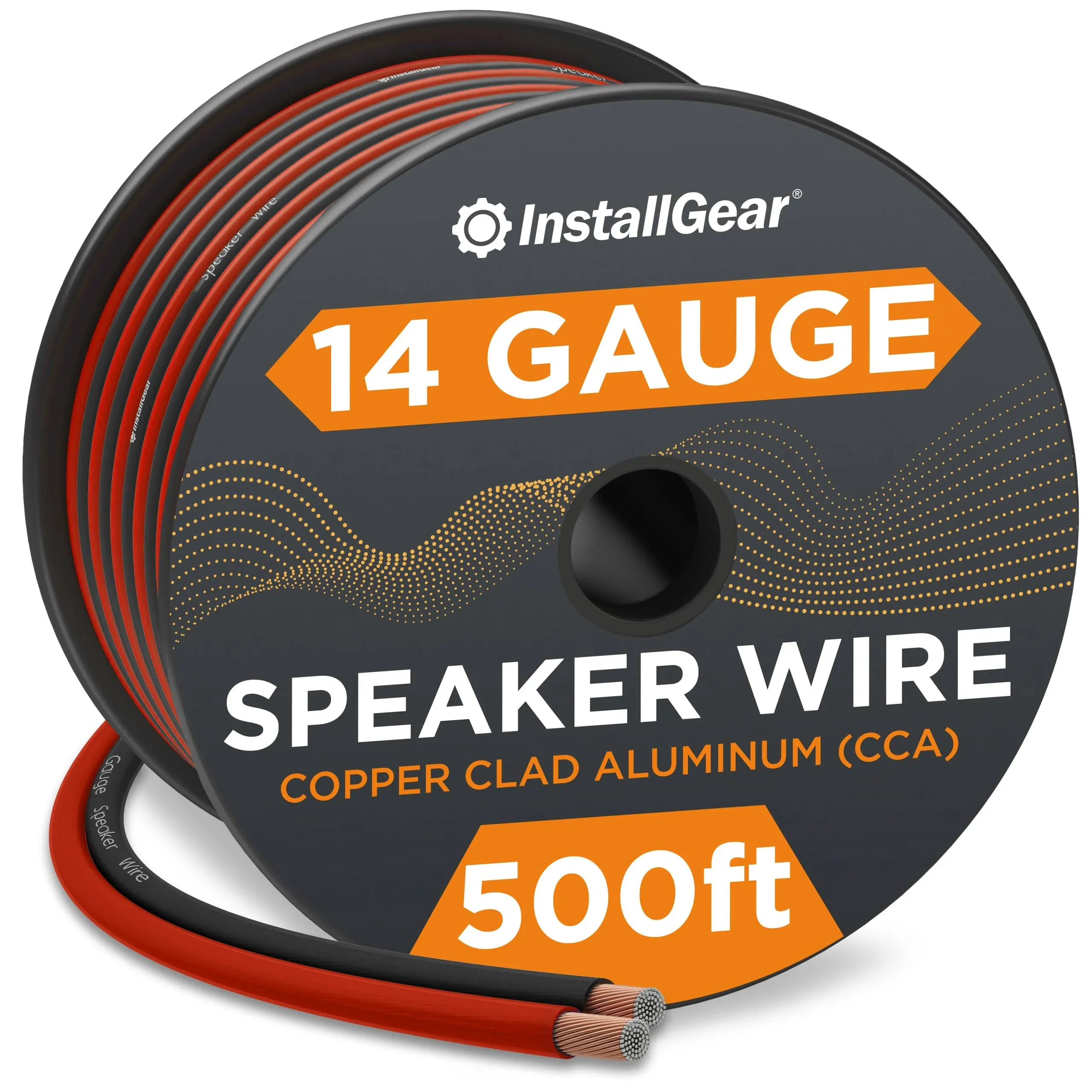 InstallGear 14 Gauge AWG Speaker Wire True Spec & Soft Touch Cable Wire (500ft White/Black) - Car Speakers, Stereos, Home Theater Speakers, Surround Sound, Radio - 14 Gauge Black Speaker Wire