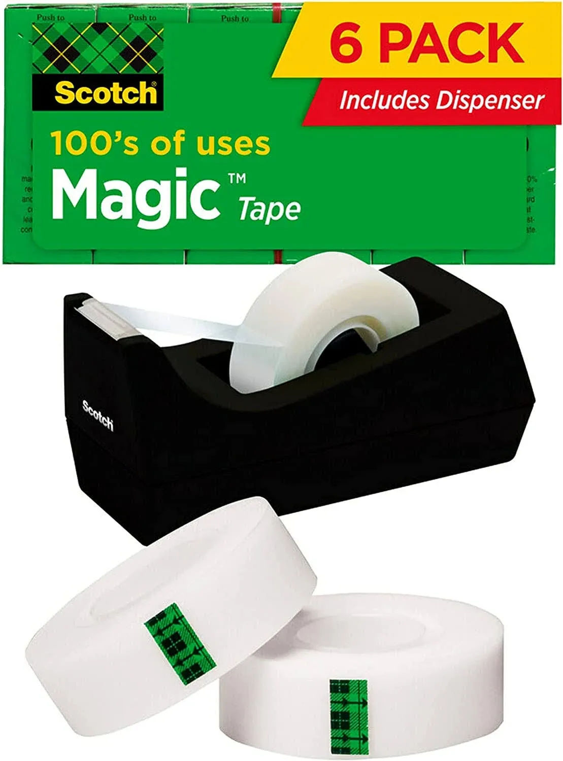 Scotch Magic Tape 6 Rolls with Dispenser Numerous Applications Invisible ...