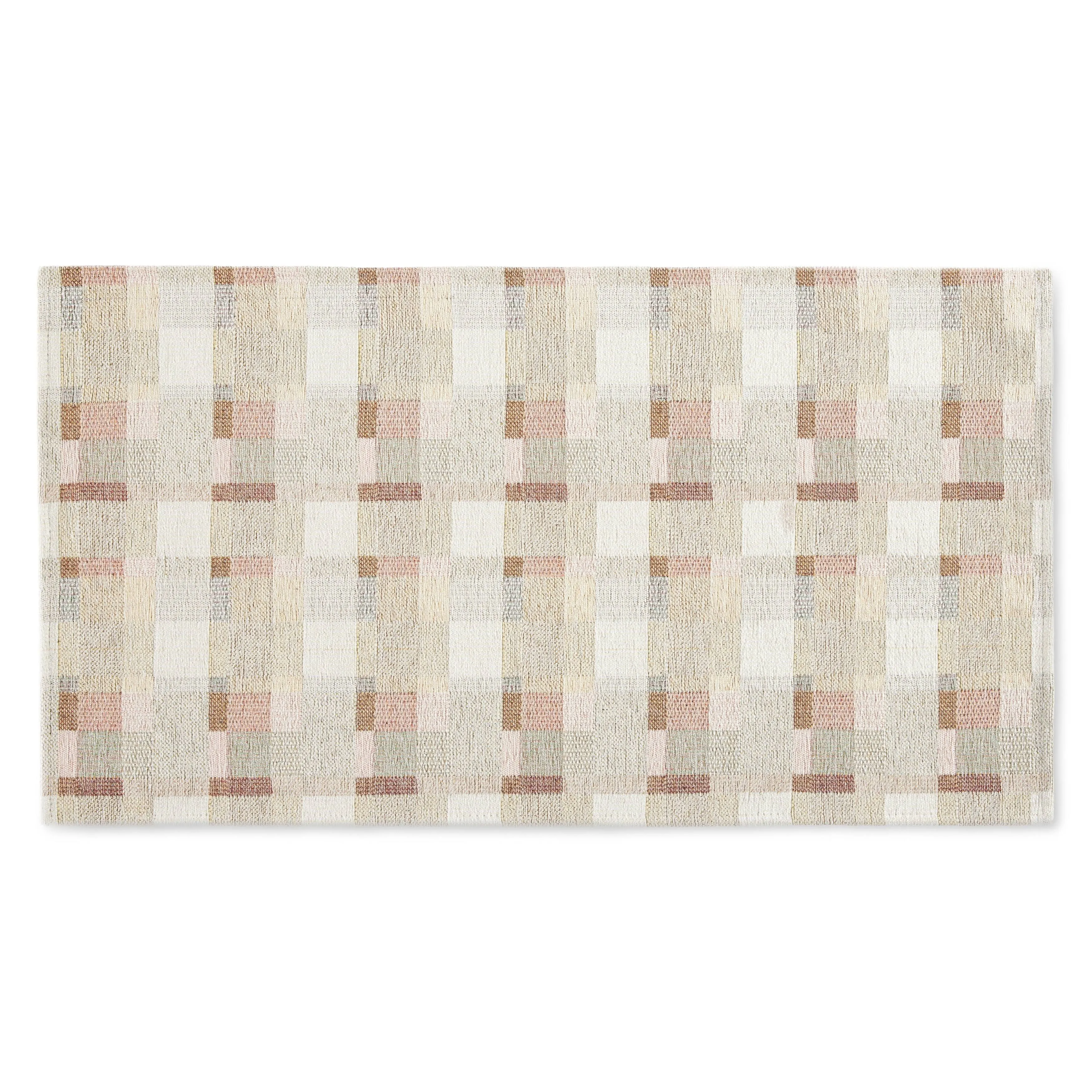 Martha Stewart Stella Owen Plaid Slip-Resistant Kitchen Mat, Beige/Brown, 20" x36