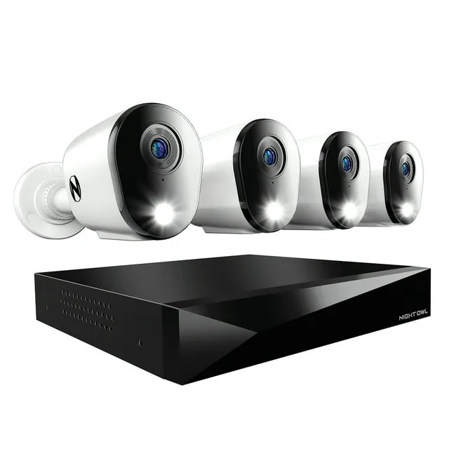 Night Owl® 2-Way Audio 12 Channel DVR Security System with 1TB Hard Drive and 4 Wired 1080p Deterrence Cameras