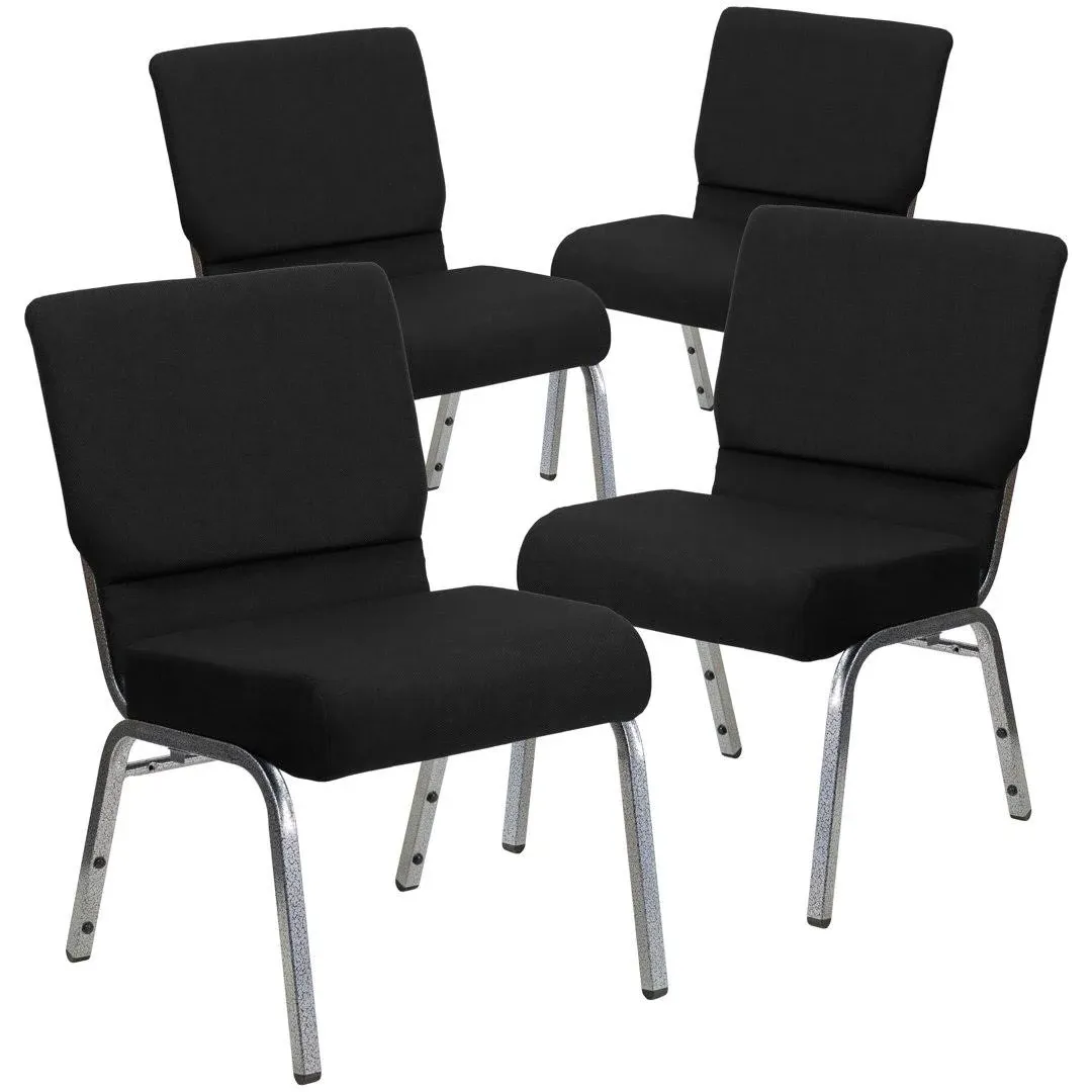 Flash Furniture HERCULES Series Fabric Church Stacking Chair Black/Silver Vein