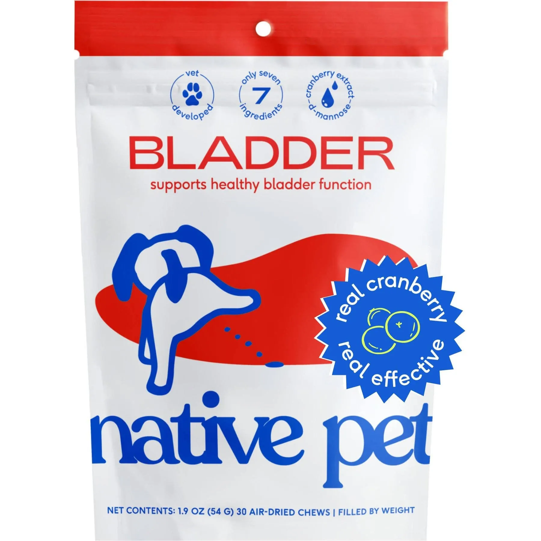 Native Pet Bladder Cranberry Chews for Dogs, Count of 30