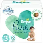 Pampers Pure Protection Diapers - Size 3, One Month Supply (168 Count), Hypoallergenic Premium Disposable Baby Diapers