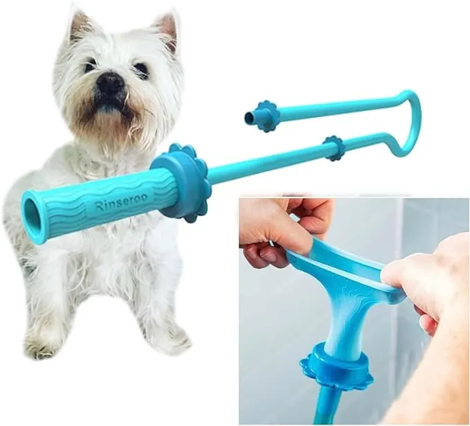 Rinseroo Dog Shower Hose: Wash Hose Attachment for Shower & Sink - Pet Bather, Fits Showerheads Up to 4” Wide Handheld Shower Sprayer Faucet Adapter