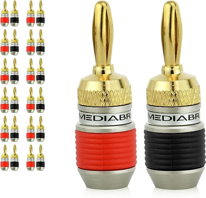 Mediabridge Banana Plugs - Corrosion-Resistant 24K Gold-Plated Connectors - 12