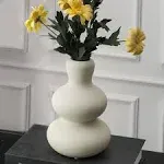 Ceramic Vase, Modern Vase for Decor, Light Grey Vases for Home Decor Living Room, Decorative Terracotta Vase, Clay Vase for Dining Table