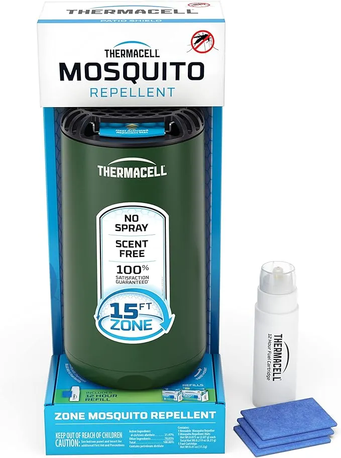 Thermacell Patio Shield Mosquito Repeller; Highly Effective Mosquito Repellent for Patio; No Candles or Flames, DEET-Free, Scent-Free, Bug Spray Alternative; Includes 12-Hour Refill