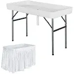 4 Feet Plastic Party Ice Folding Table with Matching Skirt