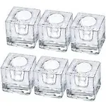 Glass Taper Candle Holders| 6pcs Clear Candlestick Holder|Small Glass Candle Holder for Wedding, Party and Home Dinner Decor