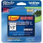 Brother TZe-1312PK Black On Clear (2 Pack)