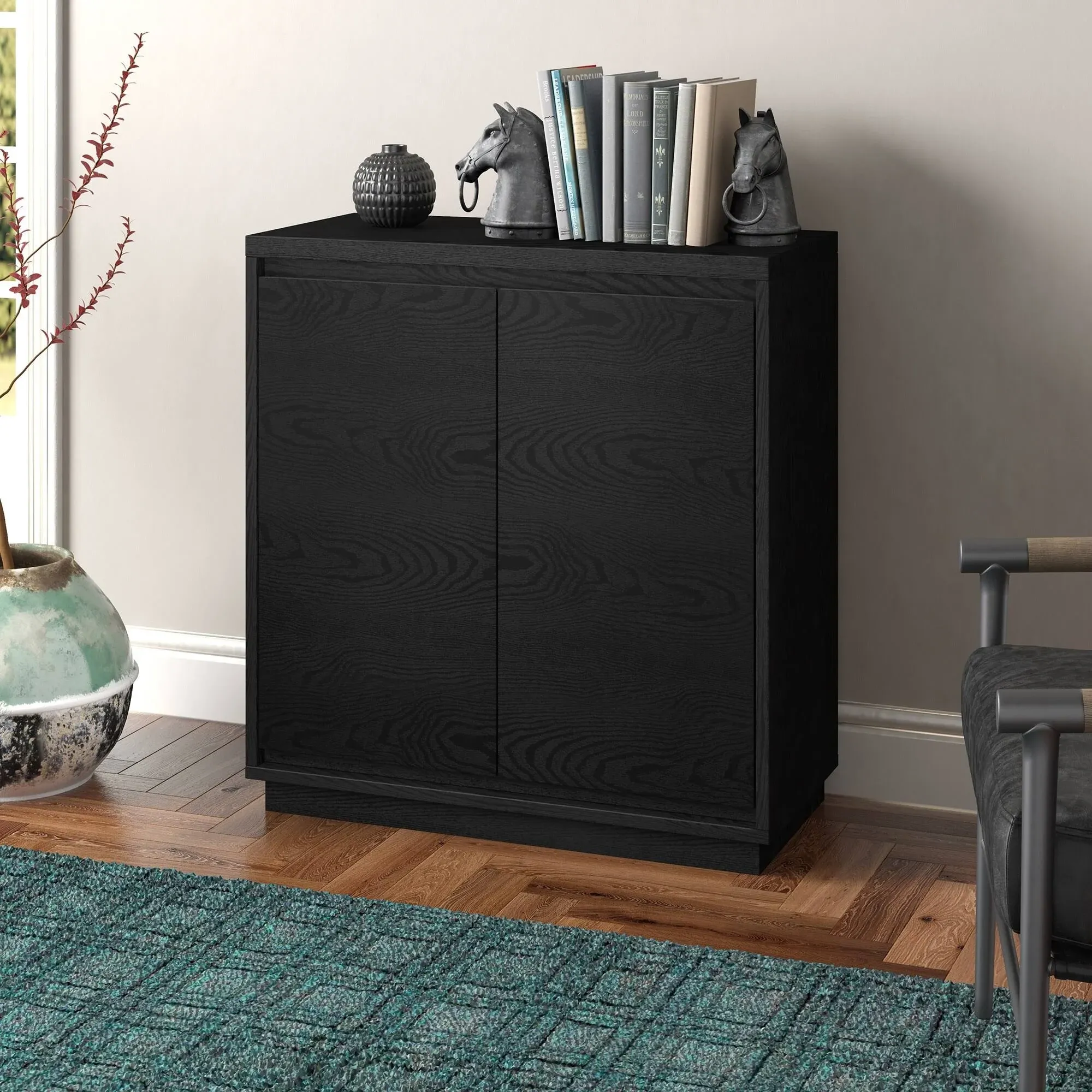 Presque 30" Wide Rectangular Accent Cabinet in Black Grain