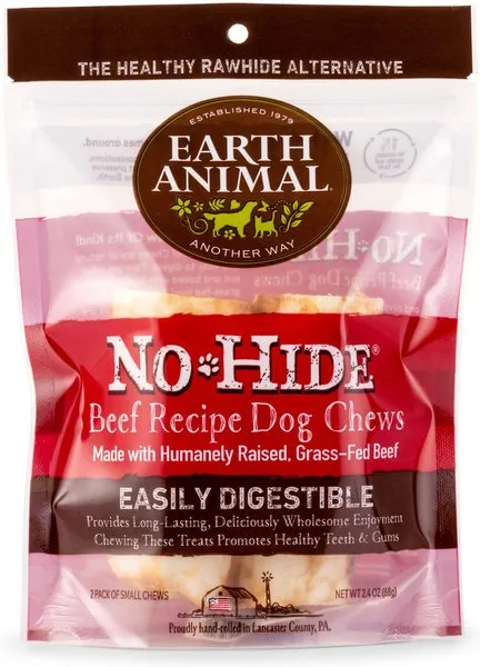 EARTH ANIMAL No Hide Small Beef Flavored Natural Rawhide Free Dog Chews Long Lasting Dog Chews | Dog Treats for Small Dogs | Great Dog Chews for Aggressive Chewers (3 Pack)