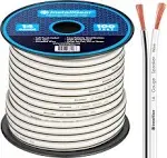 InstallGear 14 Gauge AWG Speaker Wire Cable (100ft - White) - White Speaker Cable - Speaker Wire 14 Gauge - 14 Gauge Wire for Outdoor, Automotive - Marine Speaker Wire