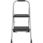 Cosco Big Step Folding Stool, 2-Step, 200 lb Capacity, 22" Spread, Black/Gray