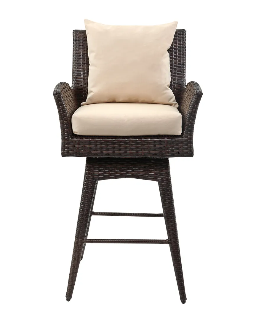 Hayes Outdoor Wicker Swivel Armed Counter Stool In Beige