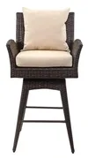 Hayes Outdoor Wicker Swivel Armed Counter Stool In Beige