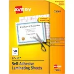 Avery Self-Adhesive Laminating Sheets, 9" x 12", 50 Sheets (73601)