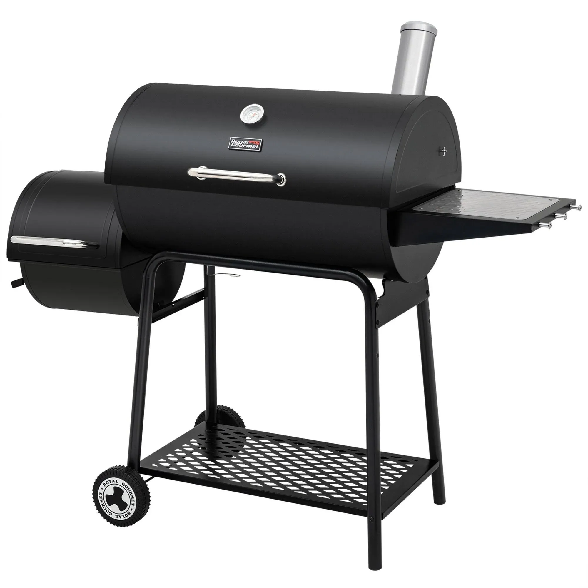 30-Inch Barrel Charcoal Grill with Offset Smoker | Royal Gourmet