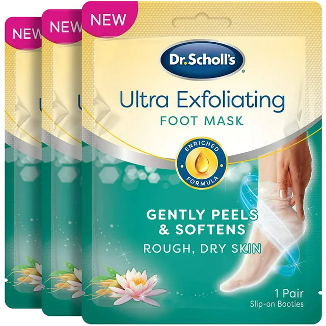 Dr. Scholl's Ultra Exfoliating Foot Peel Mask 3pk, Gently Peels and Softens Rough, Dry Skin, with Urea , 3.0 Count