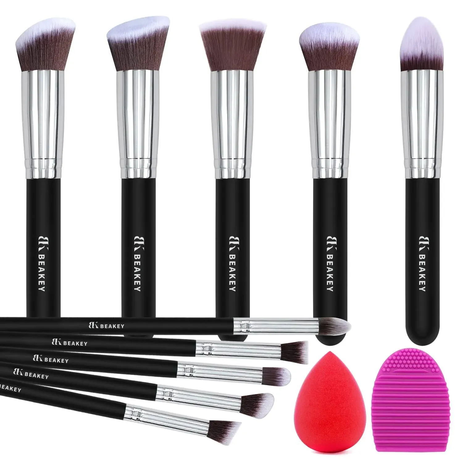 Beakey Makeup Brush Set, Premium Synthetic Kabuki Foundation Face Powder Blush ...