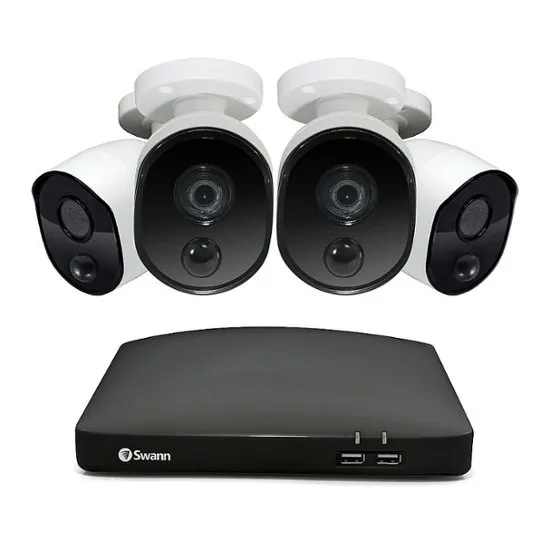 Swann 4-Channel 64GB DVR Security System with 4 1080p Wired Bullet Cameras