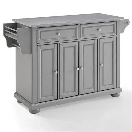 Crosley Alexandria Stainless Steel Top Kitchen Island - Gray