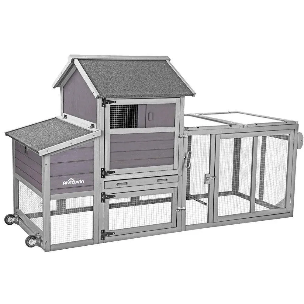 Aivituvin Chicken Coop Expandable Chicken House with Wheel Large Hen House Movable Poultry Cage, Easy Combination with Second Coop