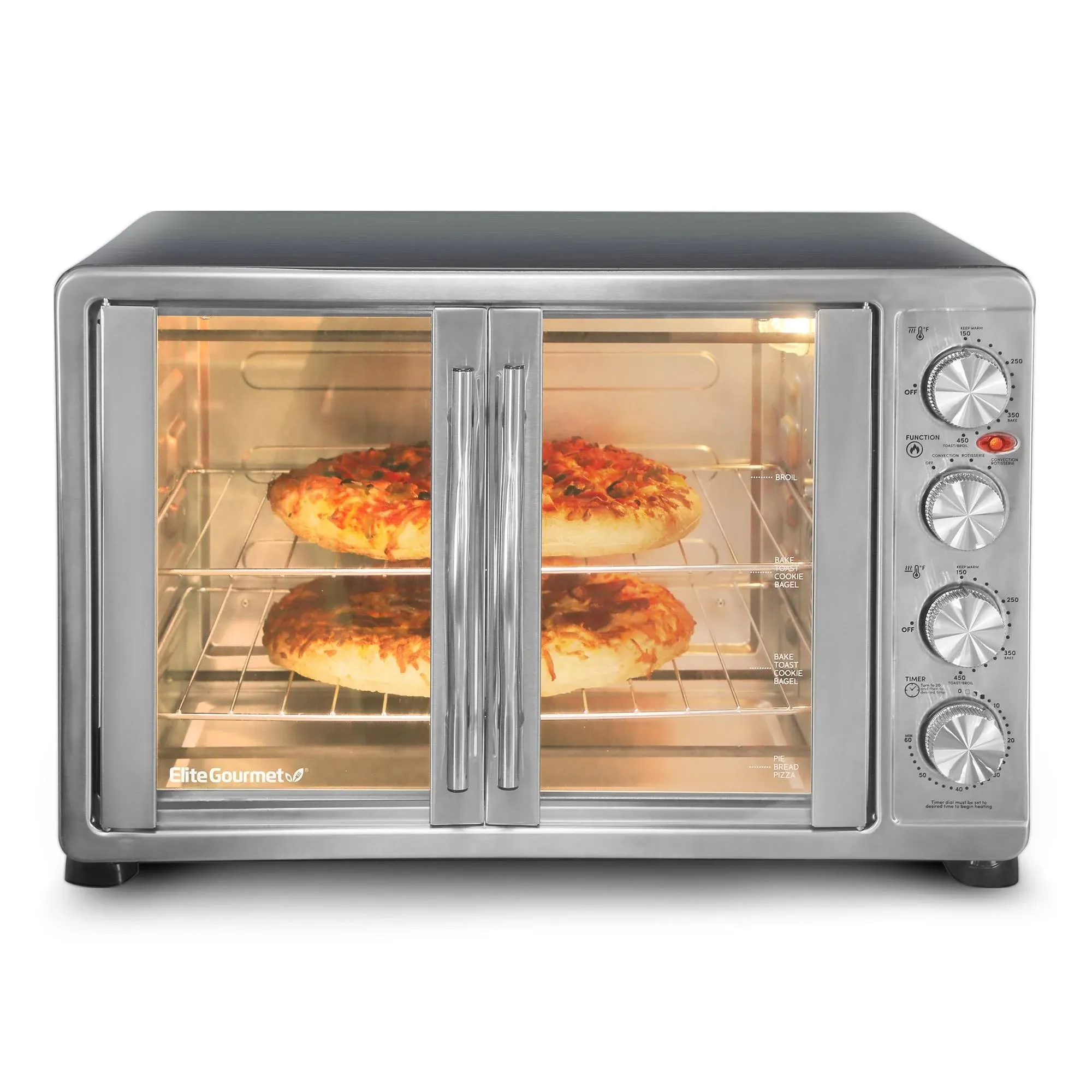 Elite Gourmet Double Door Oven with Rotisserie and Convection