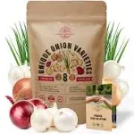 Organo Republic 8 Onion Seeds Variety Pack Heirloom, Non-GMO, Sets for Indoors, Outdoors Gardening. 2200+ Seeds: Walla Walla, Green Onion, Red