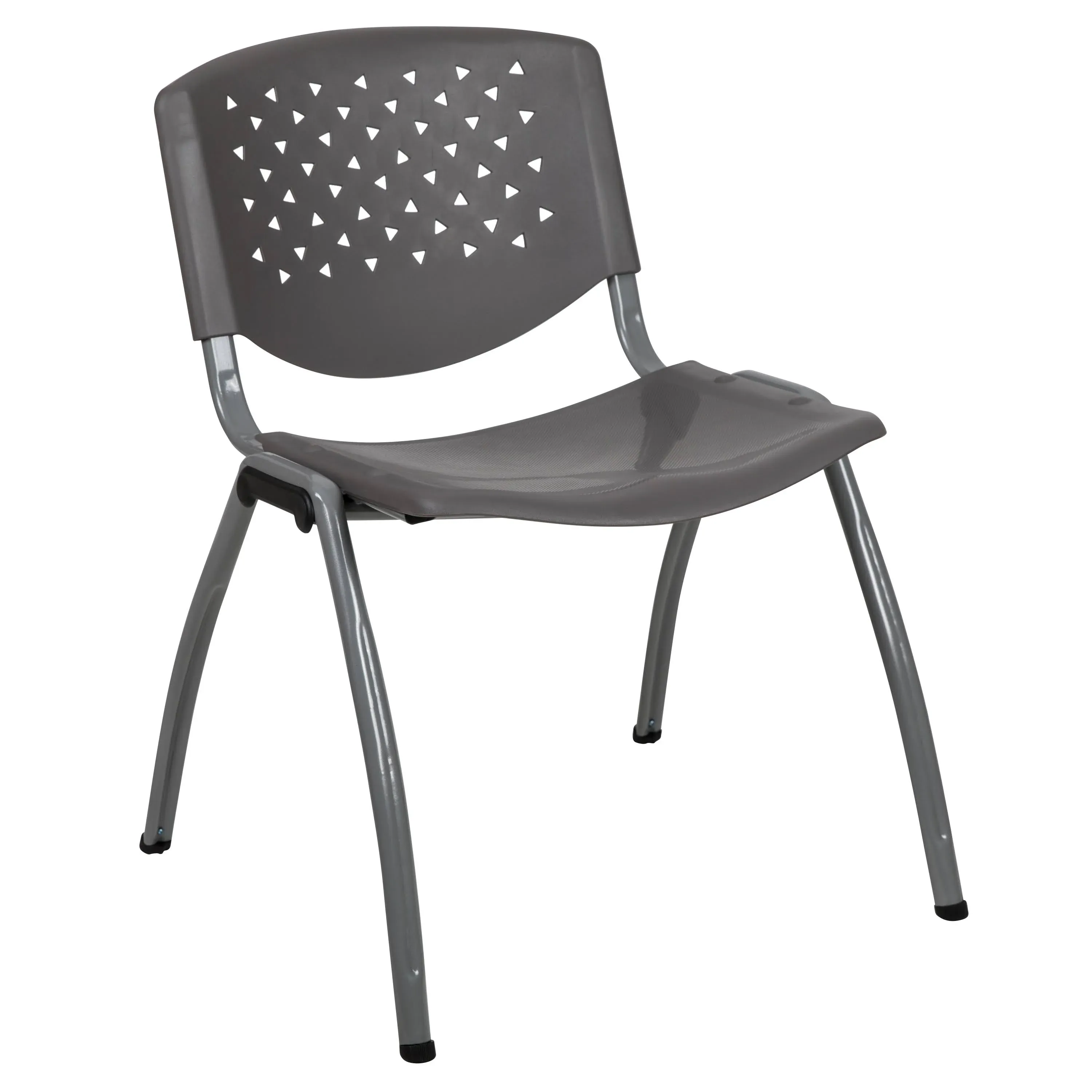 Hercules Series 880 lb. Capacity Plastic Stack Chair with Titanium Powder Coated Frame, Gray