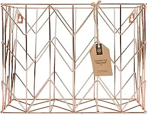 U Brands Hanging File Desk Organizer, Wire Metal, Copper/Rose Gold - 854U02-06