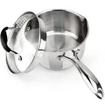 Stainless Steel Saucepan with Glass Strainer Lid Multipurpose Sauce Pot 2.5Quart