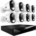 Night Owl 2-Way Audio 12 Channel DVR Security System with 2TB Hard Drive and 8 Wired 2K Deterrence Cameras, White