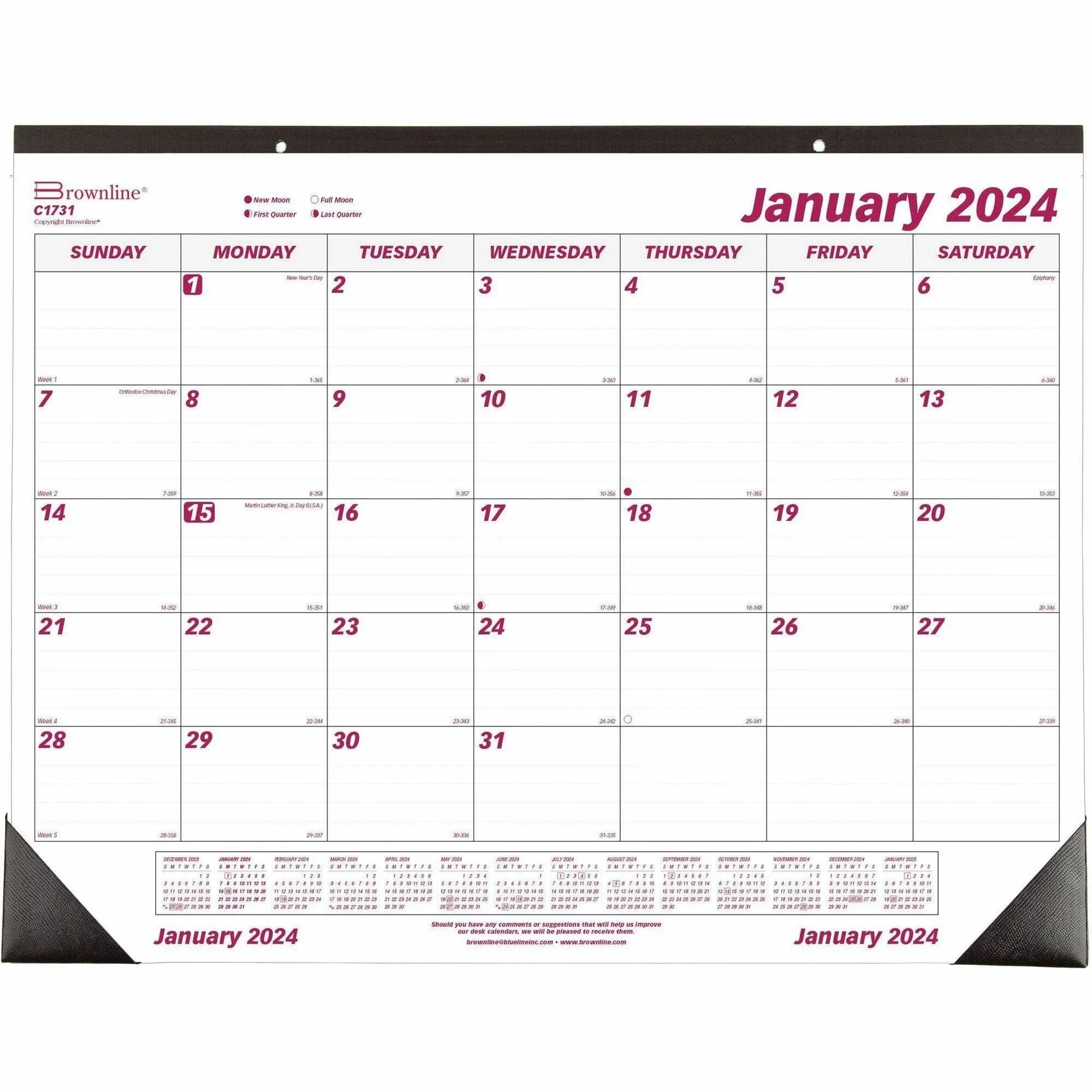 2024 Brownline 22 x 17 Monthly Desk Pad Calendar Chipboard (C1731)