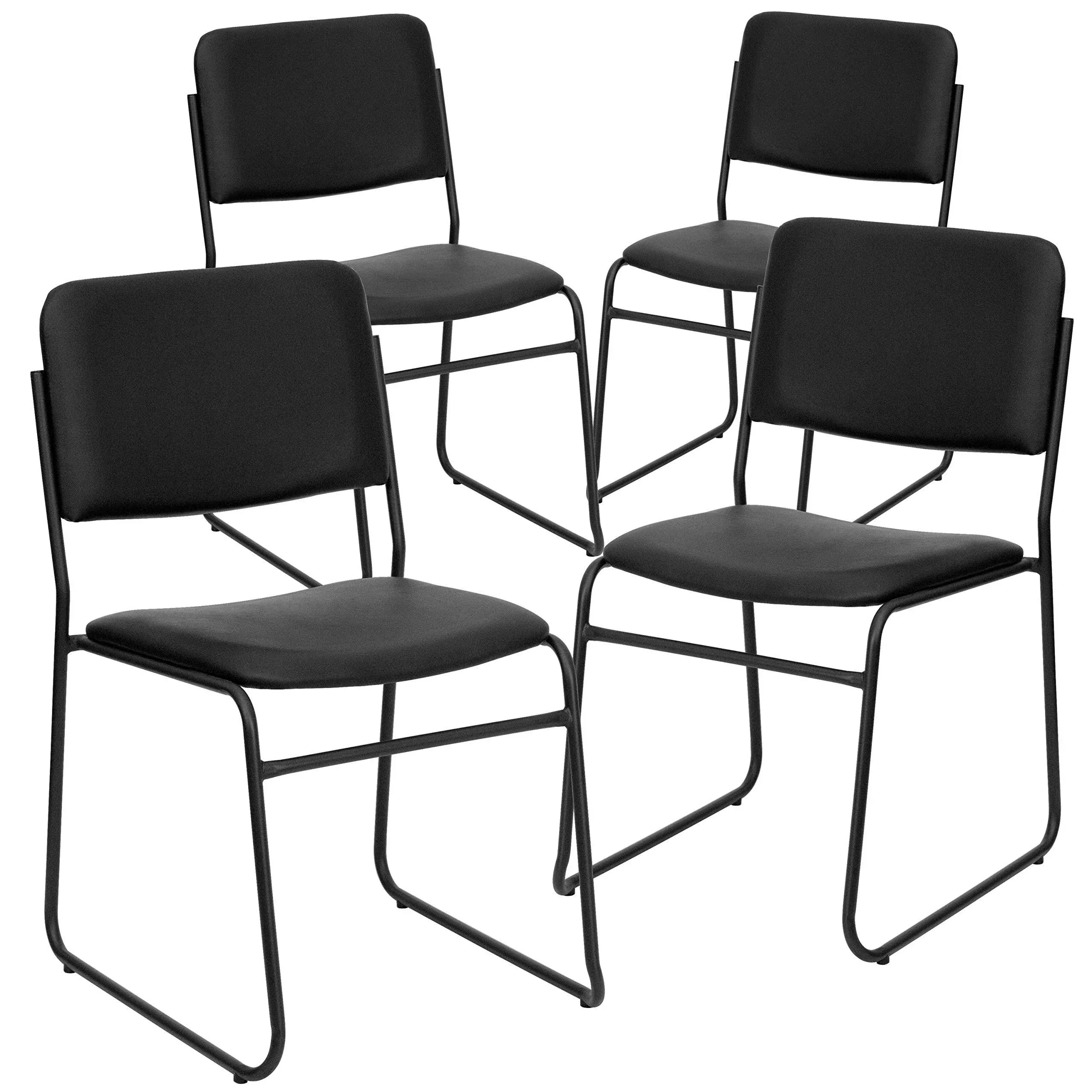 Flash Furniture - Hercules Vinyl Stacking Chair with Sled Base - Black