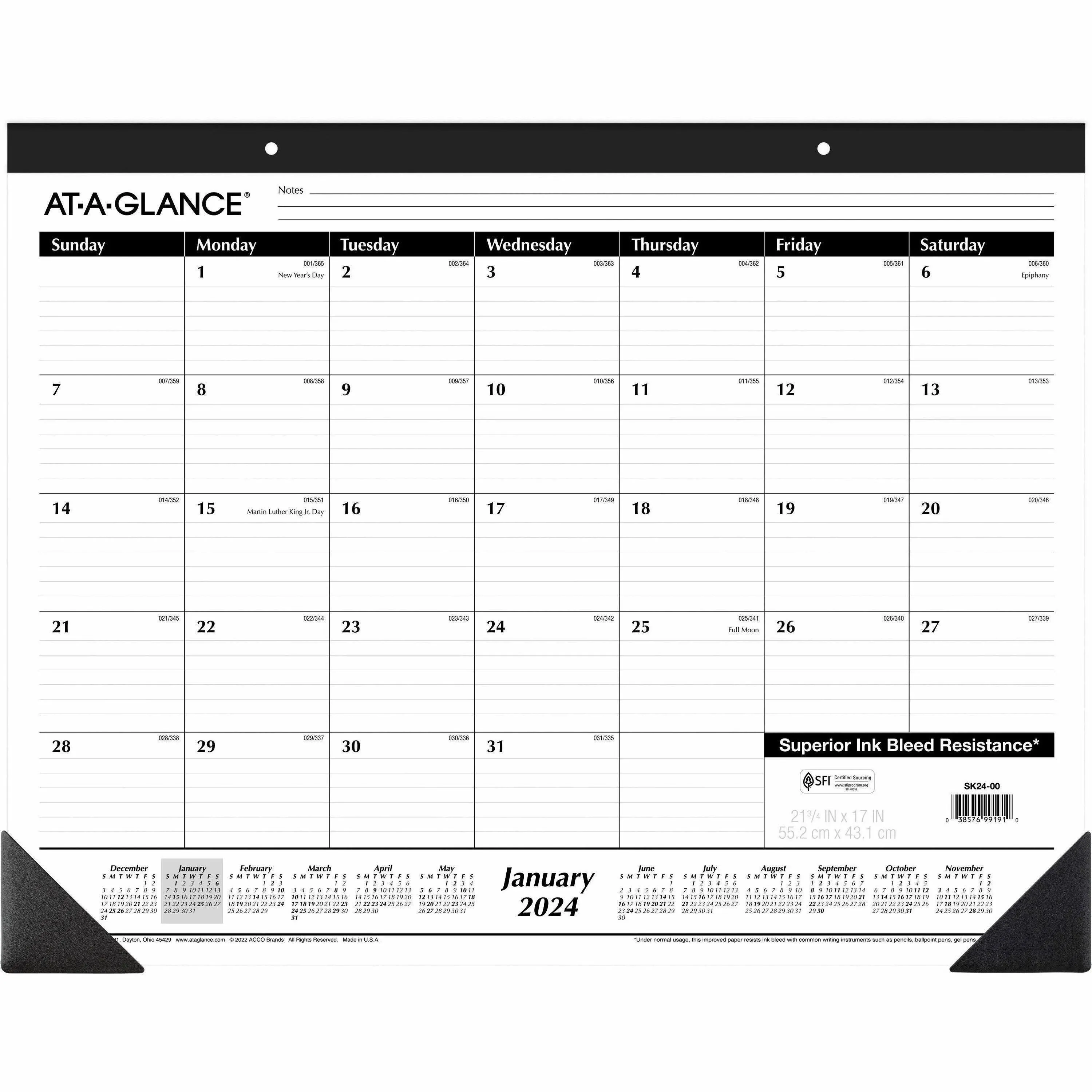 At-a-glance Ruled Desk Pad, 22 x 17, White Sheets, Binding,