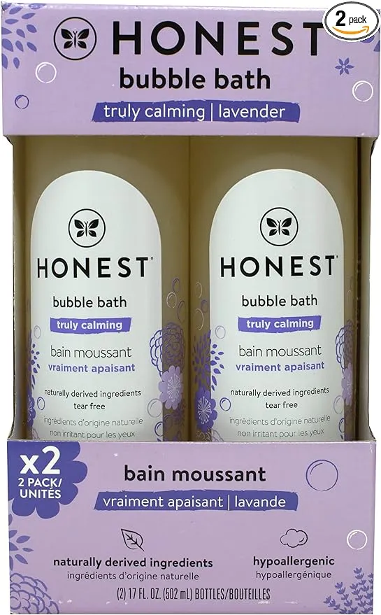 HONEST The Honest Company Bubble Bath, Truly Calming Lavender, 17 Fluid Ounce (2 Pack)