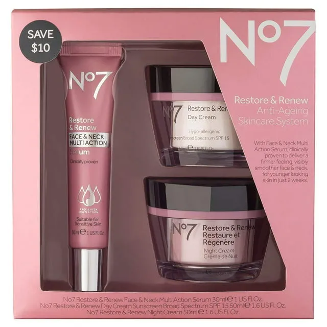 No7 Restore & Renew Face & Neck Multi Action Skincare System