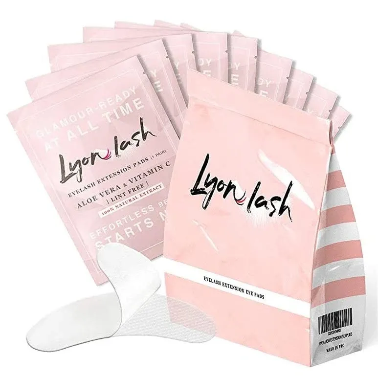 100 Pairs Eyelash Extension Under Eye Gel Pads by Lyon Lash - Lint Free with Aloe ...