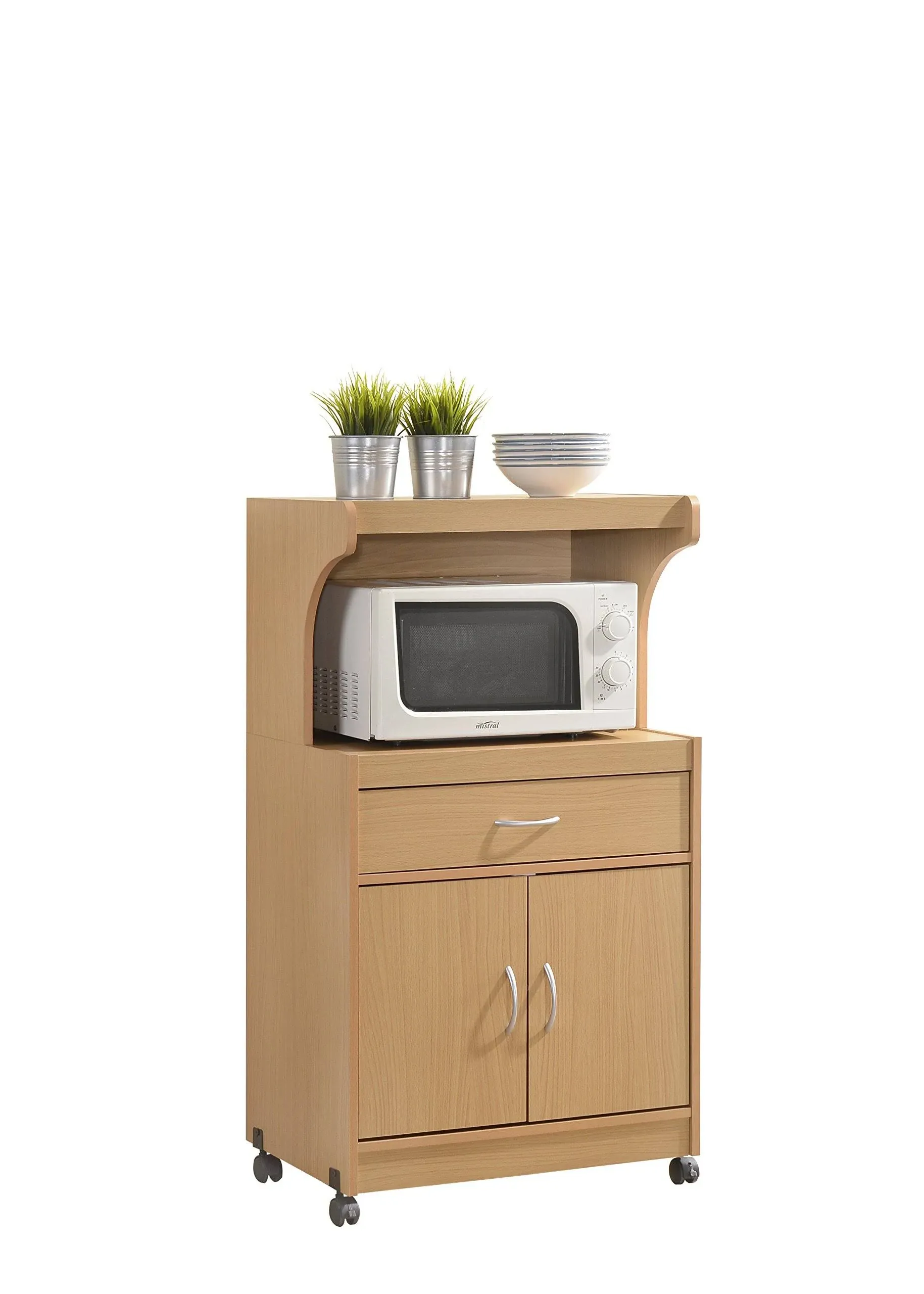 Hodedah Microwave Cart - Beech