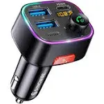 48W Bluetooth 5.4 FM Transmitter Car Charging Adapter, Black