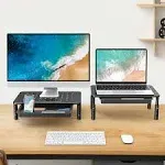 2 Pack Monitor Stand Riser with Drawer - 3 Height Adjustable Metal Monitor Stand