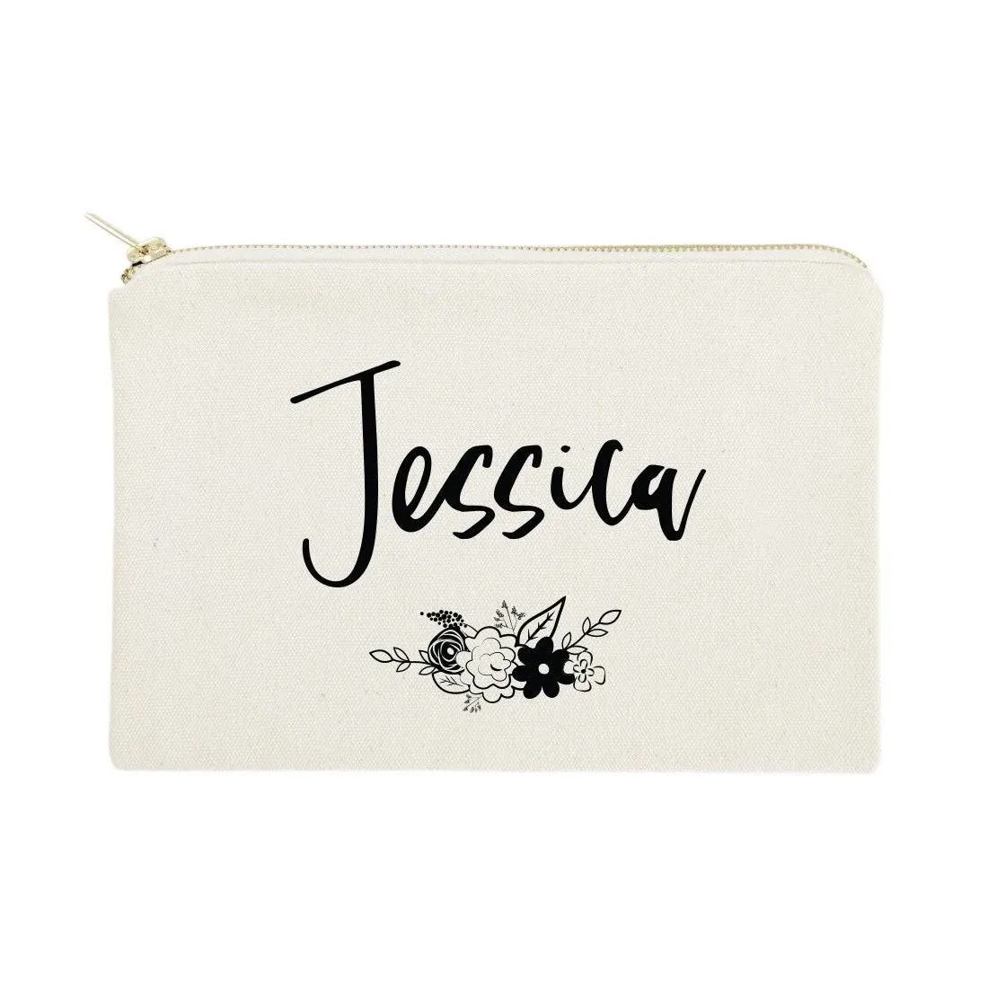 The Cotton & Canvas Co. Personalized Colored Name Floral Cosmetic Bag and Travel Makeup Pouch