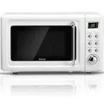 700W Glass Turntable Retro Countertop Microwave Oven-Green