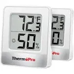 ThermoPro TP49 2 Pieces Digital Hygrometer Indoor Thermometer Humidity Meter Mini Hygrometer Thermometer with Temperature and Humidity Monitor Room Thermometer