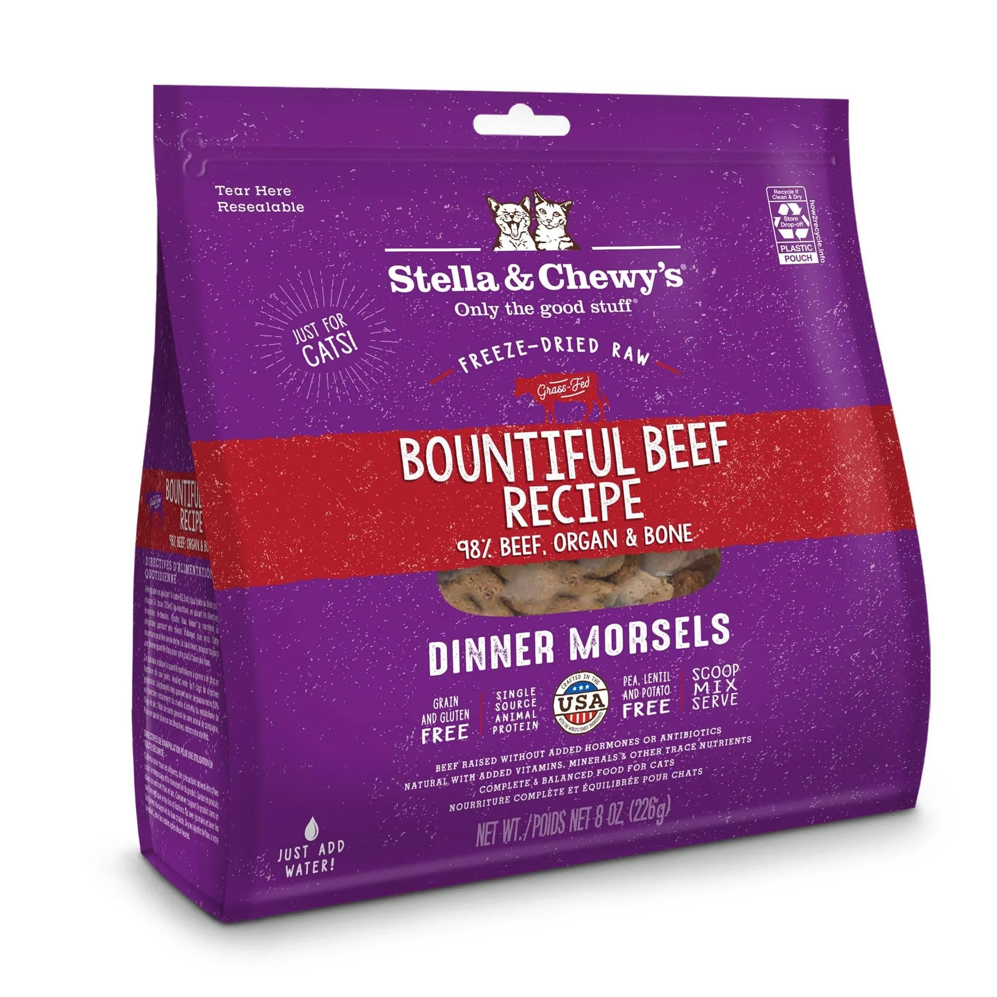 Stella & Chewy's Bountiful Beef Dinner Morsels Raw Freeze-Dried Cat Food, 8-oz