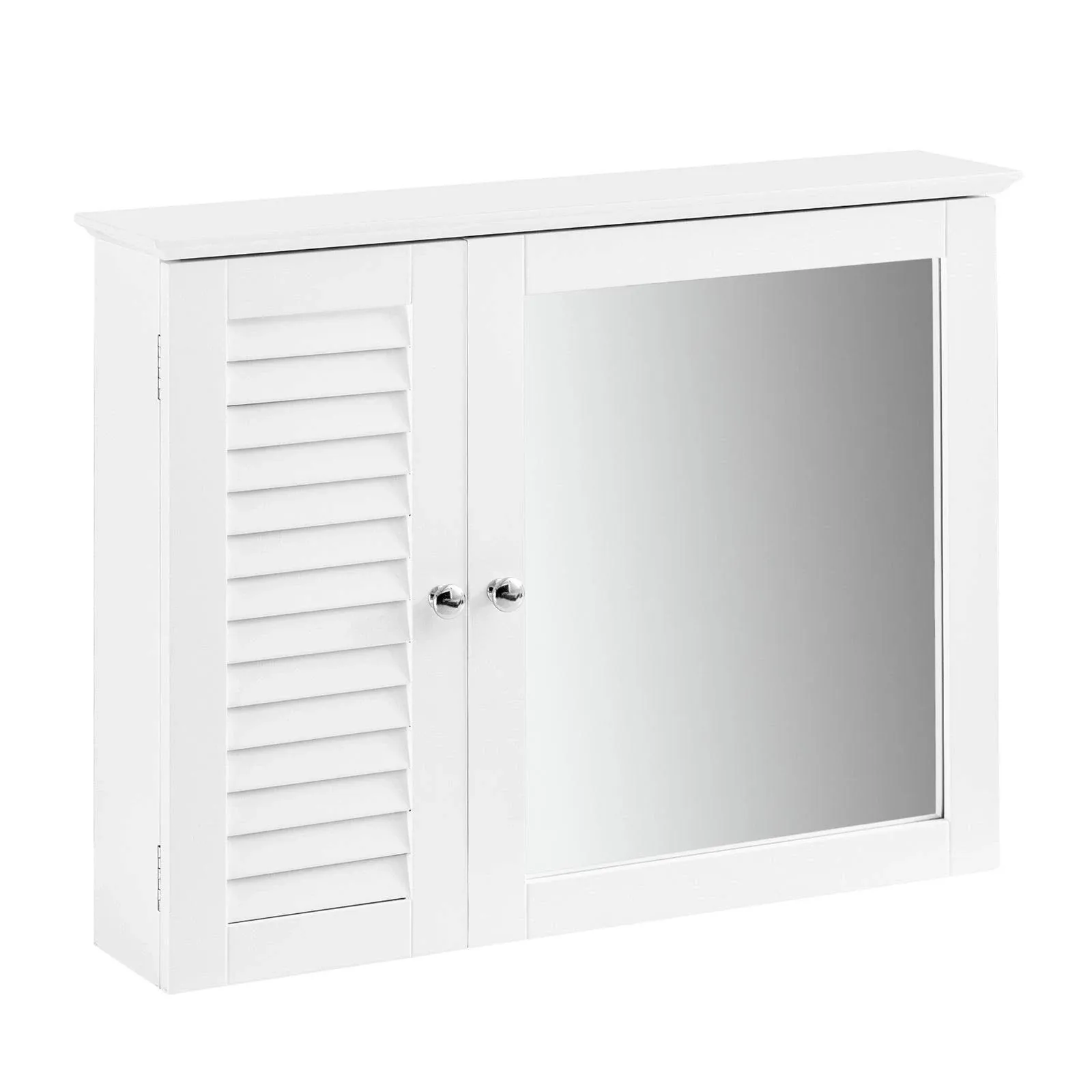 Haotian BZR55-W White Bathroom Wall Cabinet with Mirror 2 Doors Adjustable Shelves