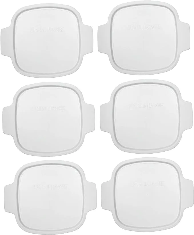 Corningware A-1-PC White Square Plastic Food Storage Replacement Lid (6-Pack)