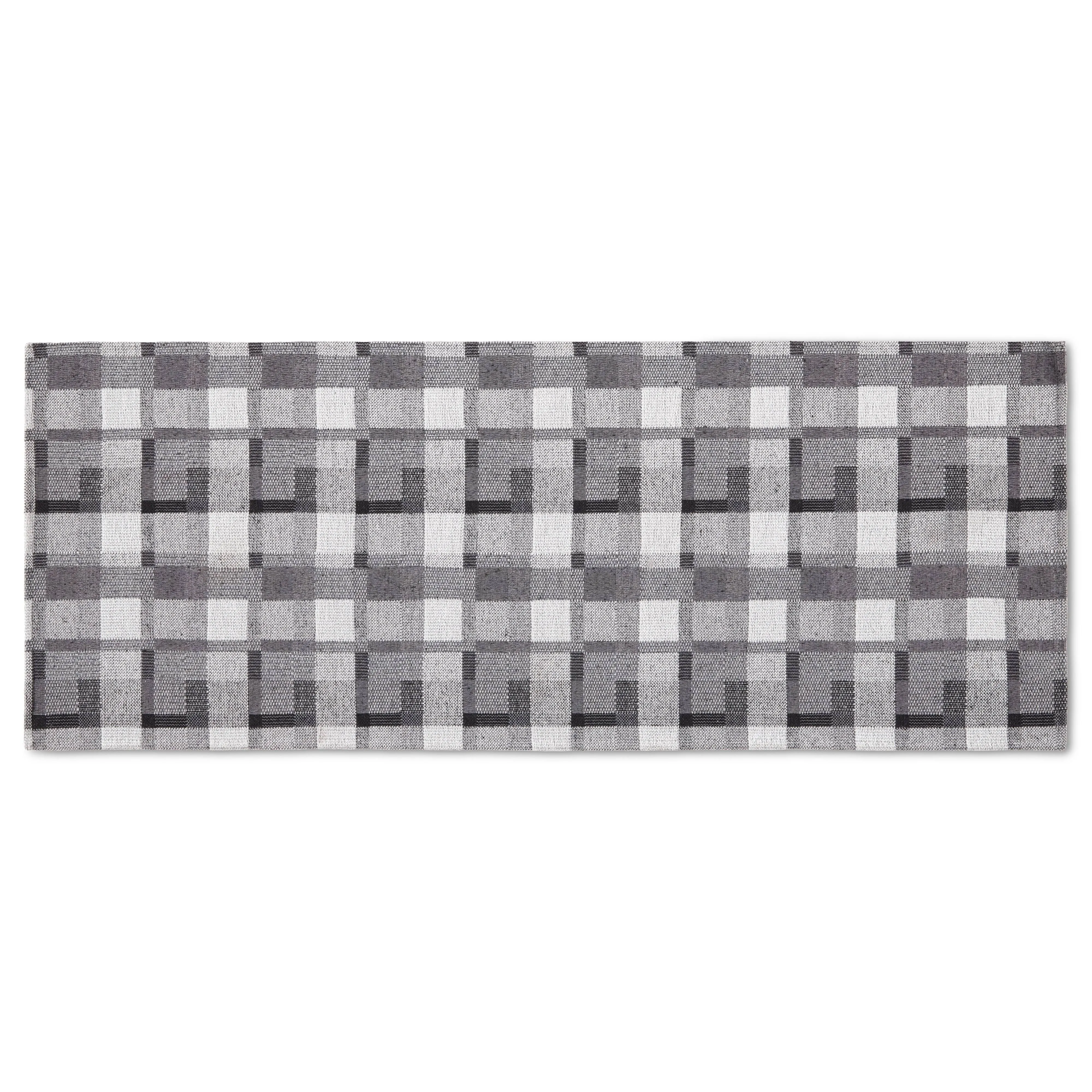 Martha Stewart Stella Owen Plaid Slip-Resistant Kitchen Mat Runner, Black/Grey ...